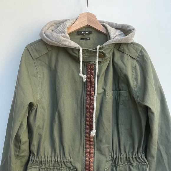 Miss Me Green Hooded Utility Jacket Size S - Picture 6 of 14